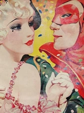 Vintage 1930s Henry Clive Art Deco Rare Pin-Up Textured Print Jazz Age Flapper 