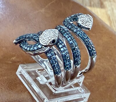 Layered Snake Diamond Ring, Sterling Silver 1.50 cttw, by Affinity Ring Size 6