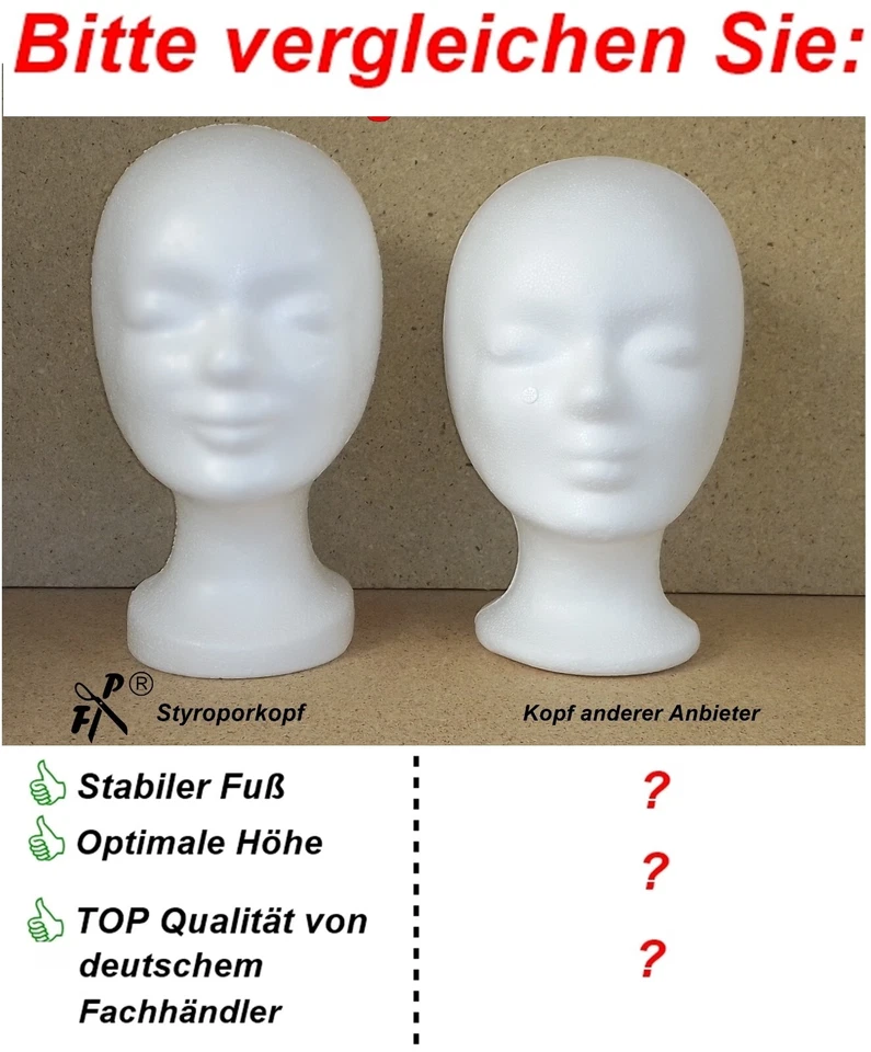 AKTION!! 6 x FP Styroporkopf ML - Perückenkopf - DEUTSCHE Herstellung - Bild 2 von 4