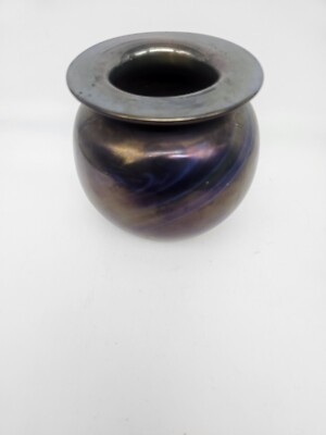 Vtg Handblown Iridescent Swirls David 72'' Artglass Bowl