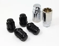 4 Black Acorn Tuner Wheel Locks 12x1.5 w 2 Keys for Acura Honda 40700SBK2
