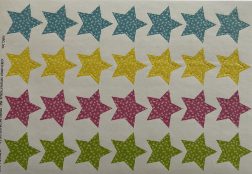 POLKA-DOT STAR Stickers(28pc) Greenbrier Dots•Blue•Yellow•Pink 