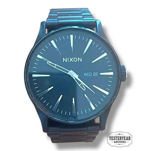 Nixon Never Be Late The Sentry SS Mens Watch Black Stainless Steel Not Working - Picture 1 of 10