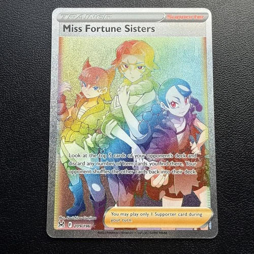 Miss Fortune Sisters (Rainbow Secret Rare) - 209/196 - Lost Origin - Pokemon TCG