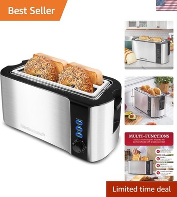 Versatile Long Slot Toaster with 6 Adjustable Settings & Built-in Warming Rack
