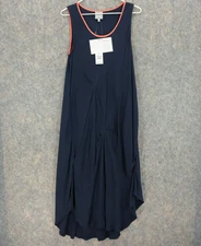Wall London Womens Navy Sleeveless Draped Dress Orange Trim Two Pockets Size SM