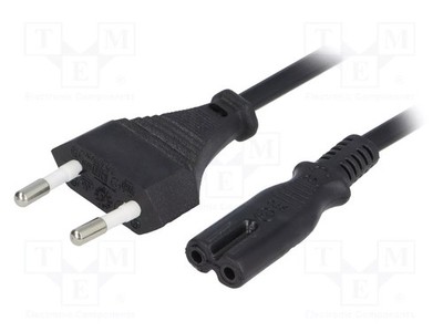 PVC Kabel CEE 7/16 Stecker,IEC C7 weiblich 2x0,75mm2