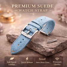 Suede Leather Watch Strap 18mm 20mm Quick Release Hand Stitched Band Pro
