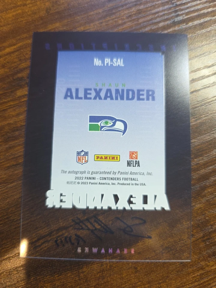 Shaun Alexander Auto Card 2022 Panini Contenders Pinnacle Inscriptions /100 - Image 4 of 4