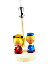 Vintage Children's Lamp Wooden Figures No Shade