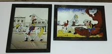 TWO Extremely Rare 1978 Disney Lucky Luke & Jolly Jumper Glass Mirrors