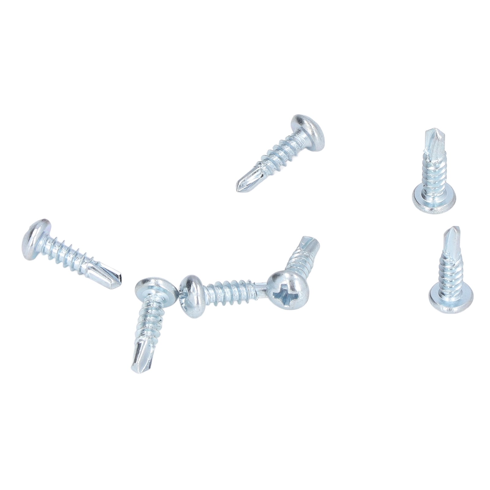 50PCS Round Head Drill Screw Non Slip Carbon Steel Galvanized Self Drilling^