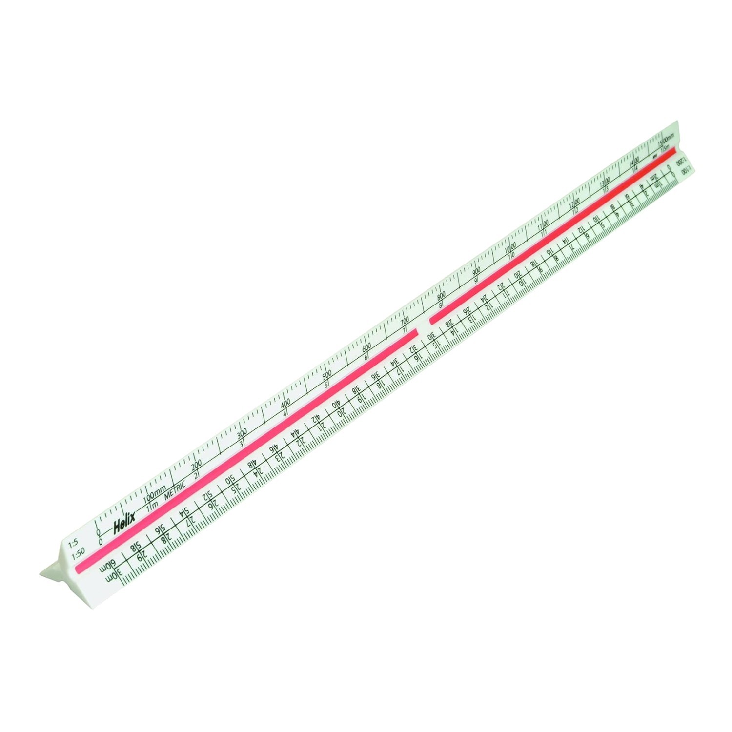 Versatile 300mm Triangular Scale Ruler in Red - Ideal for Architects & Engineers
