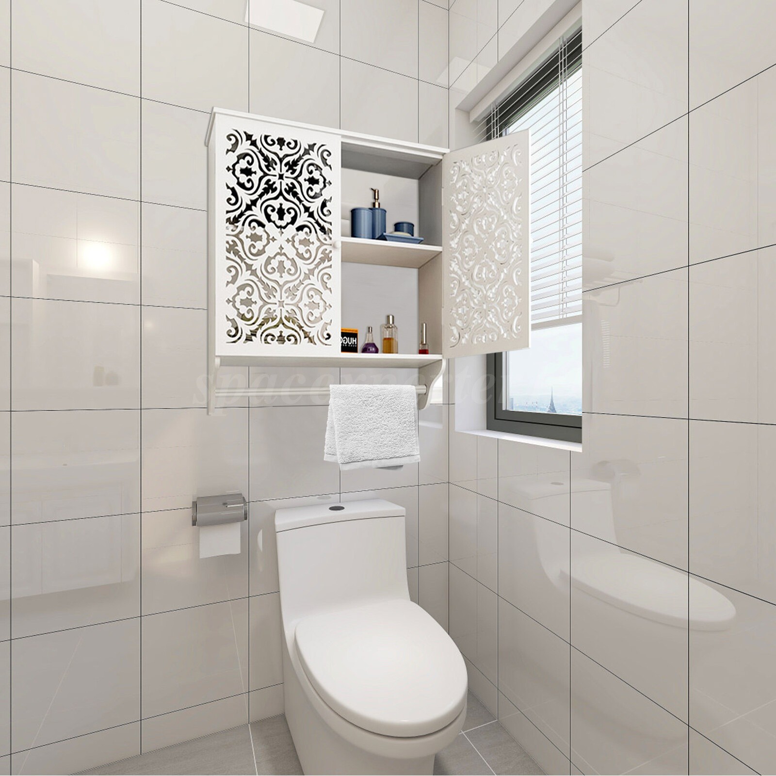 Wall Mounted 2-Door Bathroom Storage Cabinet for Bathroom & Kitchen Organization-image