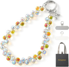 Crystal Phone Wrist Strap Phone Charm Chain Keychain Beaded Cellphone Lanyard wi