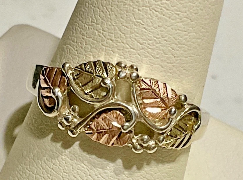 ANILLO CCO COLEMAN BLACK HILLS ORO PLATA ESTERLINA 12K ORO HOJAS 🍁 Foto 3 de 4