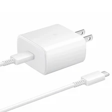 USB C Fast Charger/ Cable 45W PD Adapter for Samsung S25 S24 S23 S22 S21 White