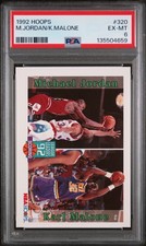 1992 HOOPS #320 KARL MALONE/MICHAEL JORDAN PSA 6