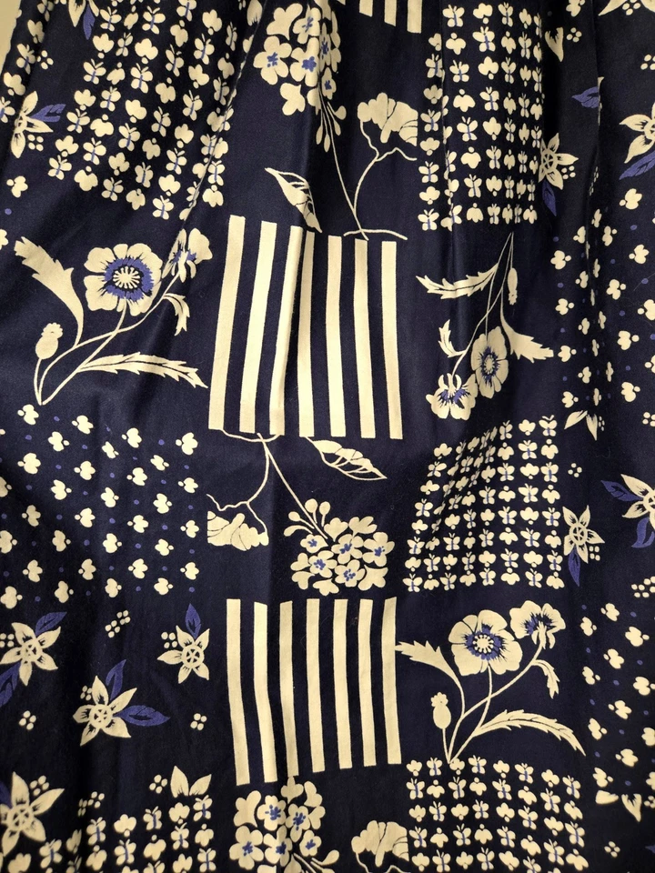 VTG Susan Bristol Floral & Stripe Button Front Midi Skirt Pockets Cottage Lovely - Image 3 of 4