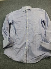 Charles Tyrwhitt Shirt Mens 16-35 Blue StripedLong Sleeve Button Up French Cuff