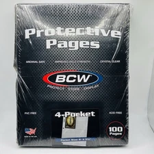 100 BCW 4 Pocket Photo Postcard Album Pages 3.5" x 5.25" Acid Free Sealed.