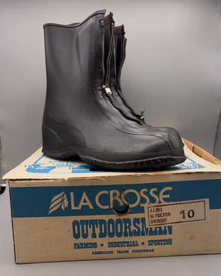 LaCrosse Mens Black Rubber Waterproof Work Boots Made in USA Size 10 Lacrosse Rubber Boots Steel Toe Safety ANSI Z41 PT91 USA Men  main image 2