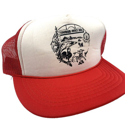 Tusgarawas County Fair Trucker Hat Rodeo 4H Dover Ohio Snapback Red White