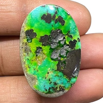 Selene Gems Natürlich Türkis Grün Cabochon Oval 30x20mm 38 Ct Unbehandelt