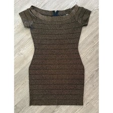 Guess Los Angeles Bandage Dress Womens Size 8 Bronze Metallic Mini