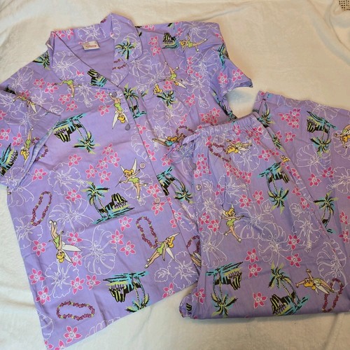 Disney Store Vintage Rare Tinkerbell Polynesian Hawaiian Print Pyjama L Neu ohne Etikett - Bild 1 von 9