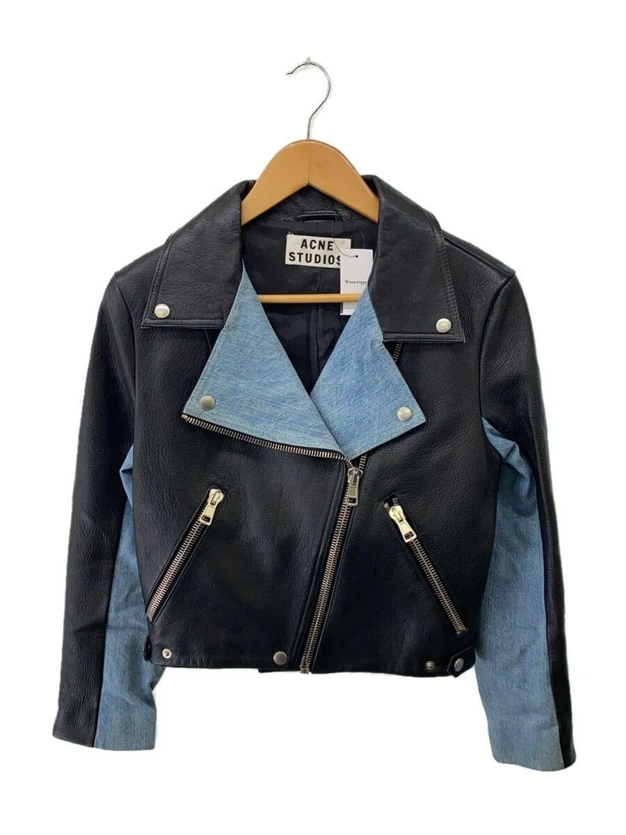 Giacca biker Acne Studios doppio rider 36 pelle di capra nera usata