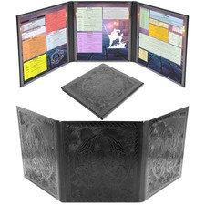 CASEMATIX 3-Panel DM Screen Faux Leather GM Screen for TTRPGs DND RPG Black
