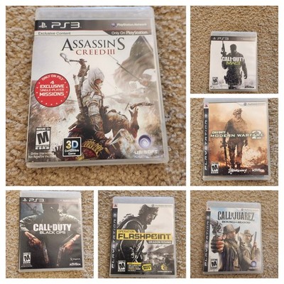 Lot of 7 PS3 Games Assassin's Creed III Call of Duty MW2 MW3 Black Ops FEAR 2