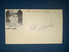 1940s BROWNS: Chet Laabs, SIGNED Vintage 3x5 (VC) - Died 1983