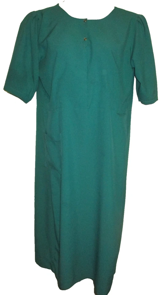 Vestido Amish Delantal Verde y Negro, 46" Busto/42 Cintura 48" Largo Modesto Hecho a Mano Foto 3 de 4