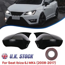 Gloss Black Wing Mirror Covers Cap RH+LH SIDE FOR Seat Ibiza 6J MK4 (2008-2017)