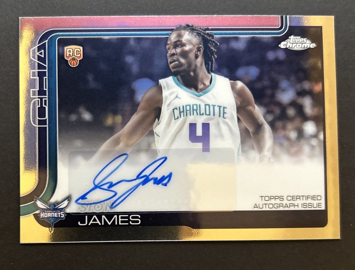 2025-26 Topps Chrome Sion James Rookie Auto RC #TCAR-SJ Charlotte Hornets