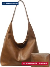 Leather Hobo Bags for Women Slouchy Tote Bag Retro PU Leather Purse Soft Shoulde