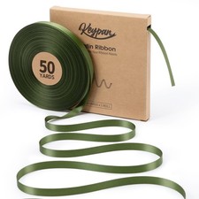 Green Satin Ribbon 3/8 Inch x 50 Yards Double-Faced for Gift Wrapping Crafts ...