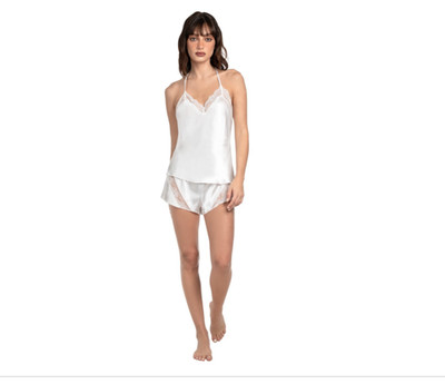 Linea Donatella Women's 2-Pc. Lace-Trim Satin Camisole & Shorts Set NWT