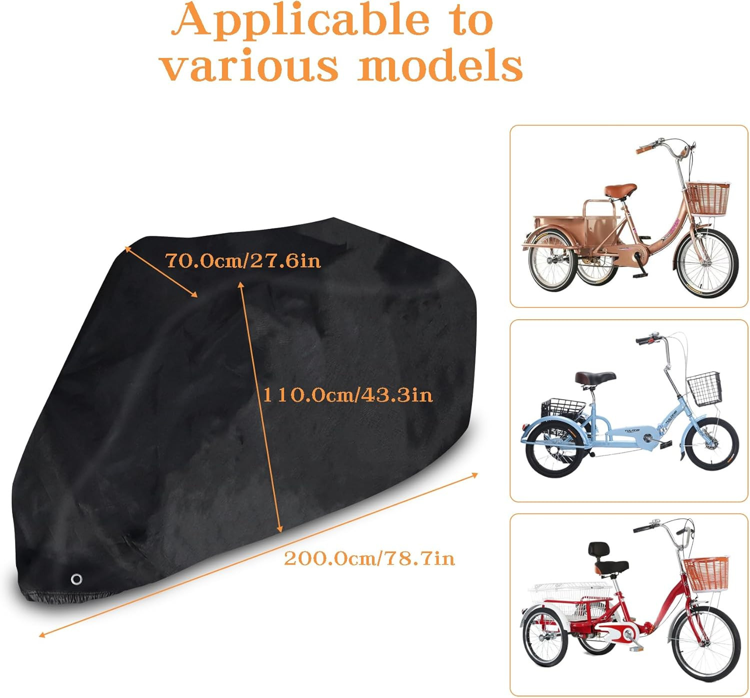 Adult Tricycle Cover, Waterproof Electric Tricycle Cover for