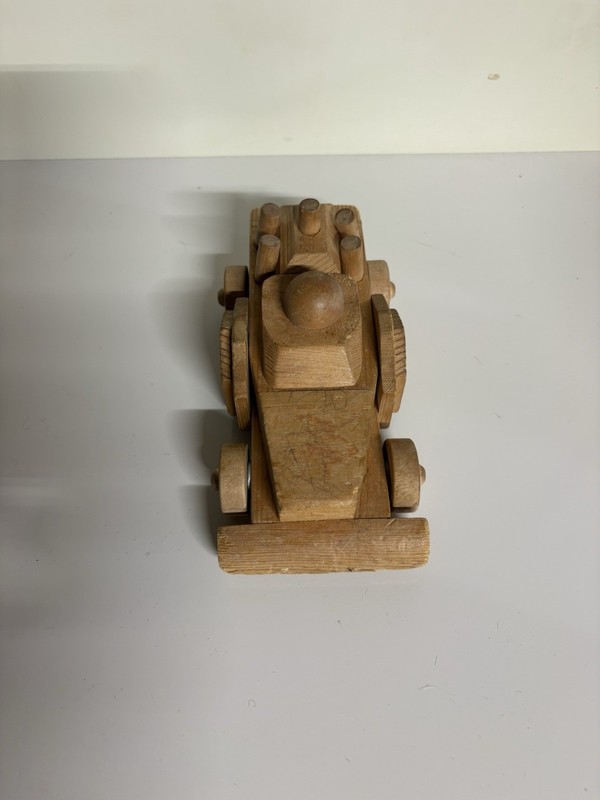 Vintage Wooden Race Car  Wheels Do move