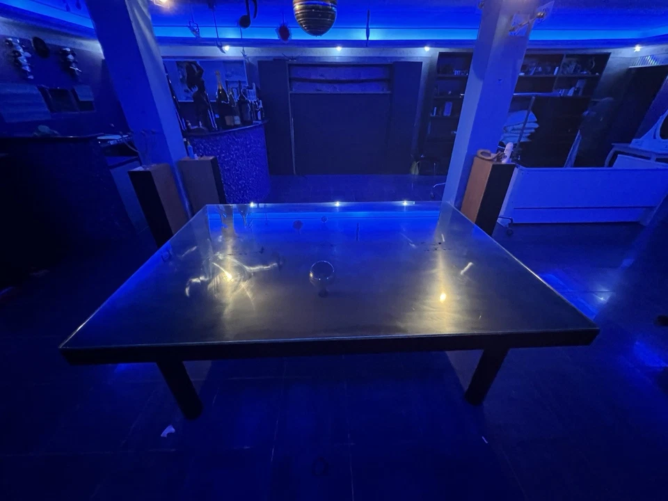 Tavolo In Vero Legno Con Piano Di Cristallo 210x150 Alto 70 Adatto 10 Persone - Immagine 3 di 3