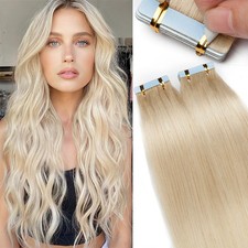 Thick 100g 40pcs Tape In Remy Human Hair Extensions Straight Skin Weft FULL HEAD