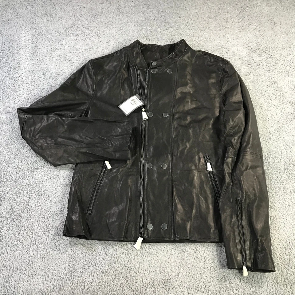 Chaqueta John Varvatos Para Hombre 50 Cremallera Completa Piel de Cordero $2498 Abrigo Colección Motociclista Foto 2 de 4