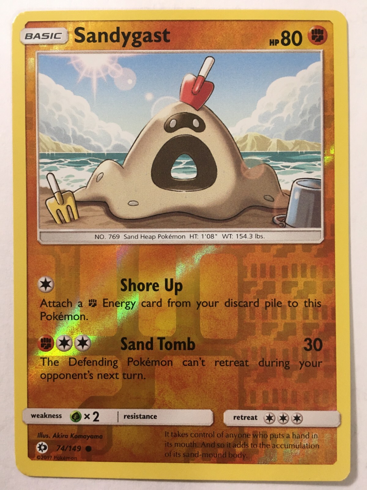 POKEMON SANDYGAST 74/149 SUN & MOON BASE SET COMMON REVERSE HOLO NEAR MINT