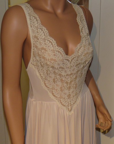 ll Nightgown & Robe Miss Elaine Lingerie Set Delicate Pink Peignoir Sheer w/Lace - Picture 4 of 9