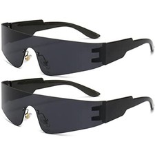 Modern Fashion Rimless Futuristic Wrap Around Sunglasses Women Men Cyberpunk