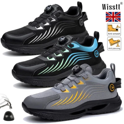 WISSTT Mens Steel Toe Cap Shoes Safety Trainers Work Boots Womens Lightweight Fashion