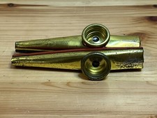 Vintage Metal Tin Kazoo Red and Blue Decor Collectible Prop Lot of 2